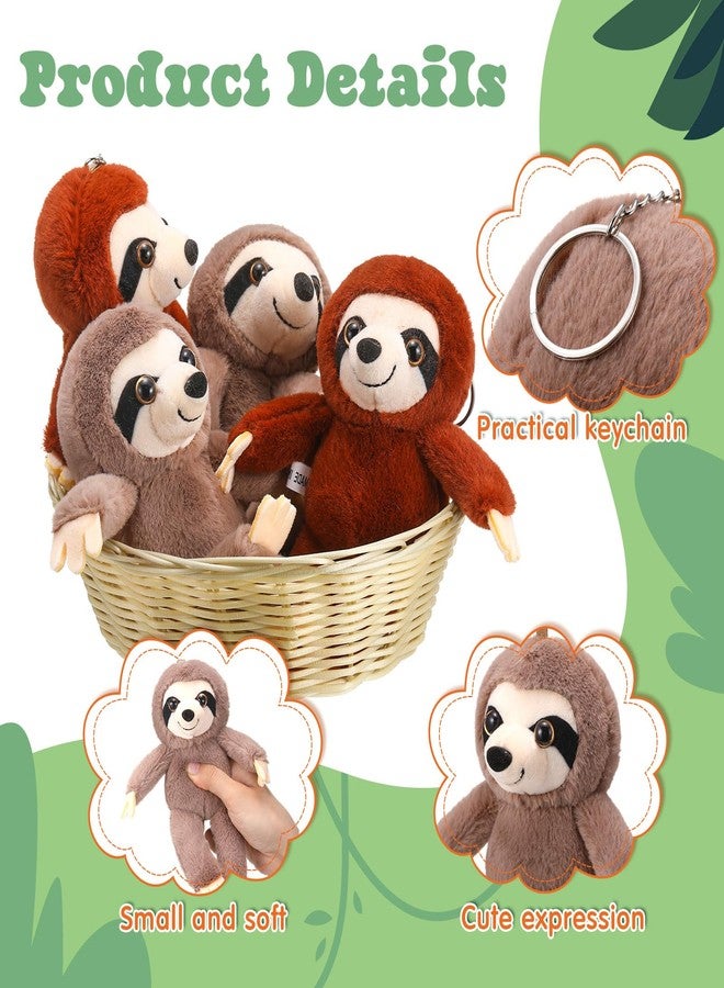 Motionchic 12 Pcs Lovely Mini Sloth Stuffed Keychain 4 Inch Valentine Animal Plush Toys Bulk Small Plushies Keychains Forest Safari Party Favors for Galentine Birthday Carnival Prize Gift Backpack Decor - Image 2